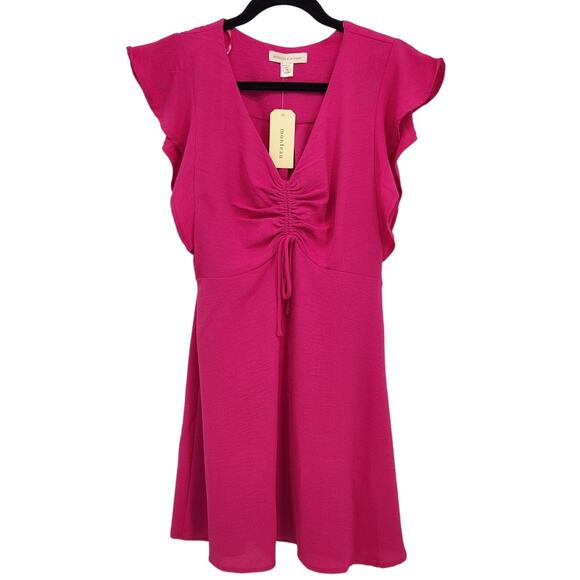NWT Monteau Los Angles Fuchsia Flutter Sleeve Cocktail Party Dress Women M - Picture 1 of 8